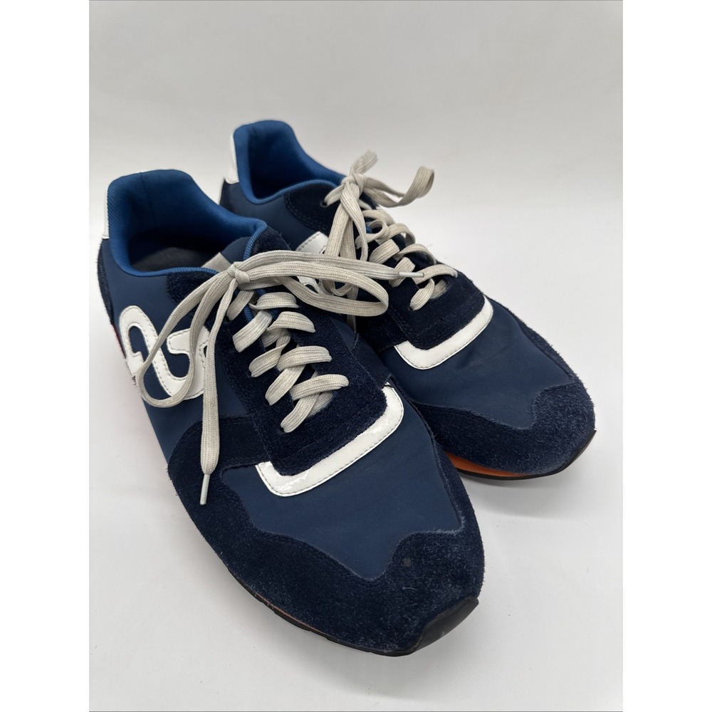 OPP France Trainers Mens Size 11.5 US Blue Navy Orange Suede Preppy Casual Shoes